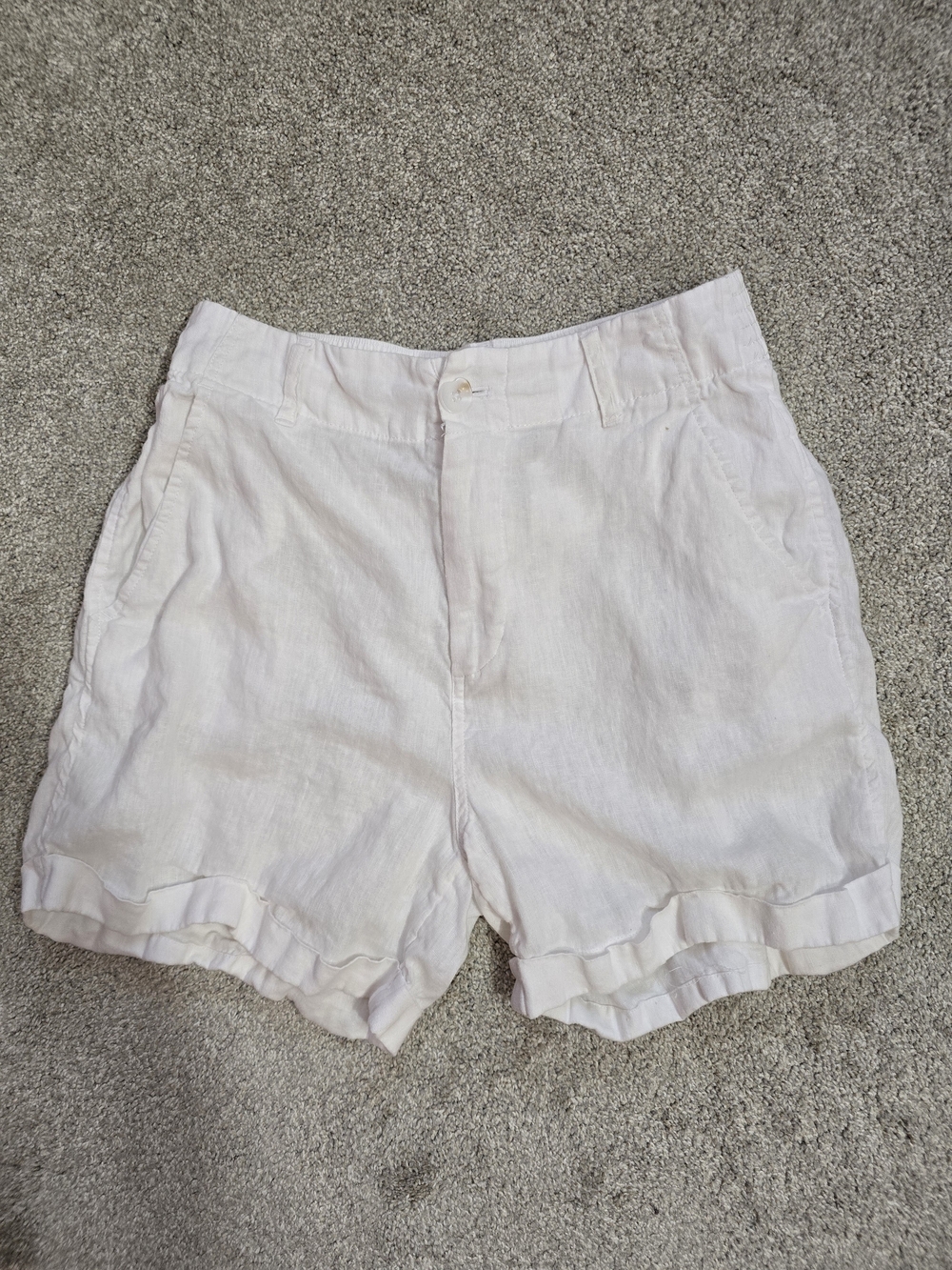 H by Halston White 100% Linen Resort Breathable Shorts S